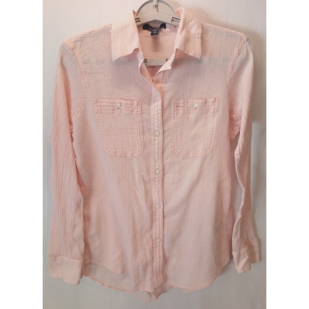 Chaps Button Up Women's Shirt Top, Small, Pale Pink - Picture 1 of 5